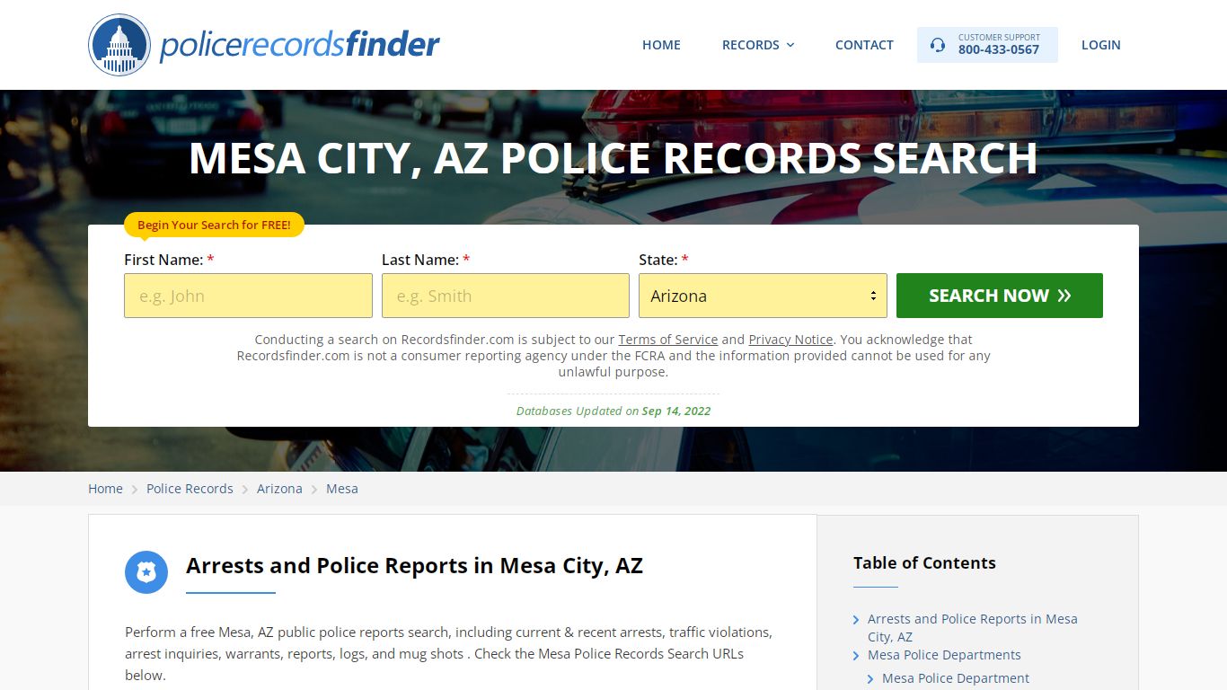 MESA CITY, AZ POLICE RECORDS SEARCH - RecordsFinder